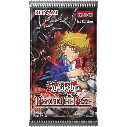 Yu-Gi-Oh! Beyond the Brave English 1st Edition booster pack with Joey Wheeler and Red-Eyes Black Dragon artwork