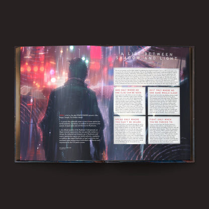 Blade Runner RPG Replicant Rebellion interior rules and artwork spread 1