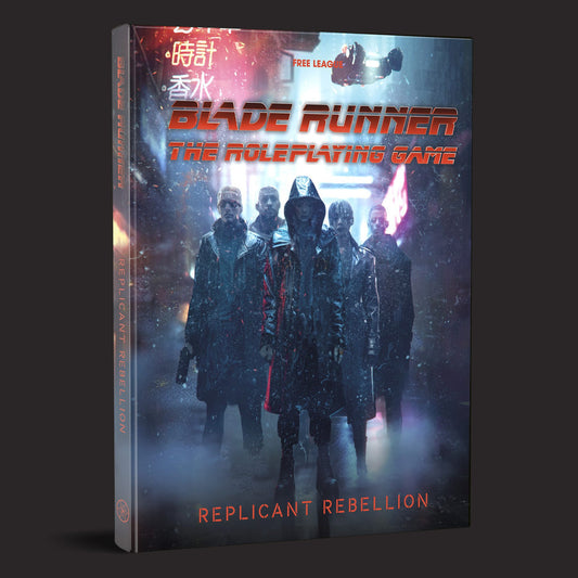 Blade Runner RPG Replicant Rebellion front cover and product presentation
