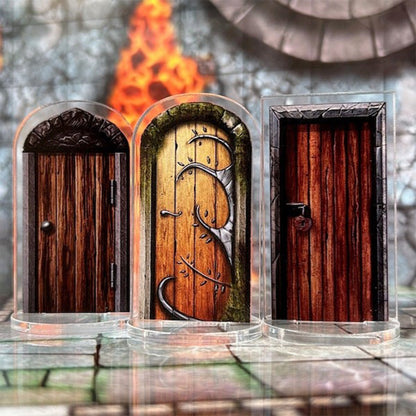 Big Box of Dungeon Doors clear standees on a battle map