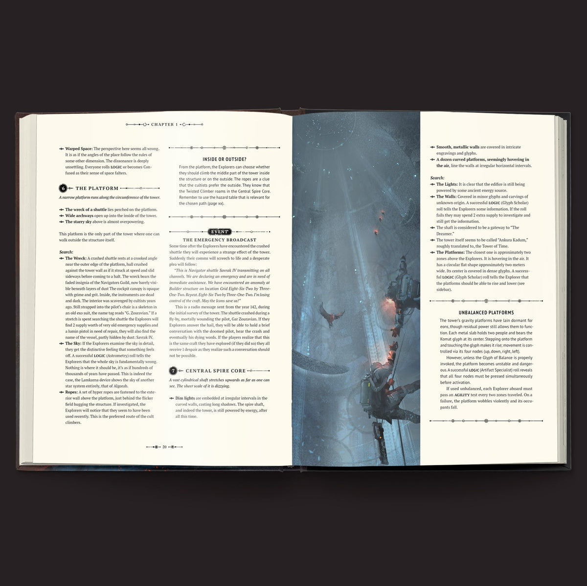 Coriolis: The Great Dark, The Fractured Library and Other Tales From the Lost Horizon interior rules and artwork spread 2