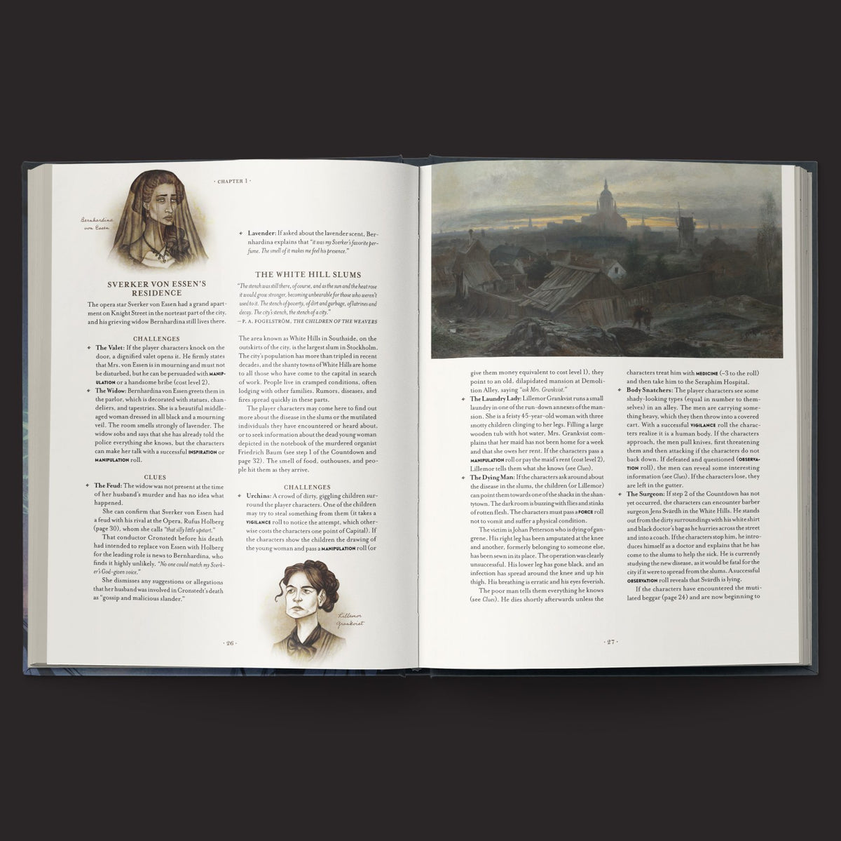 Vaesen City of My Nightmares interior rules and artwork spread 1