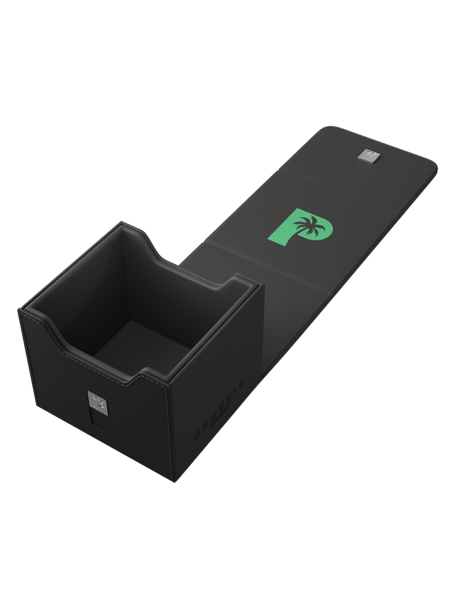 black deck box for Pokémon MTG and One Piece cards