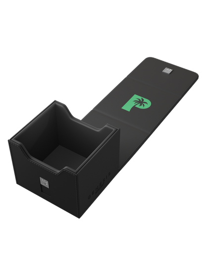 black deck box for Pokémon MTG and One Piece cards