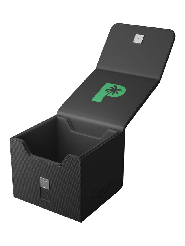black deck box for Pokémon MTG and One Piece cards
