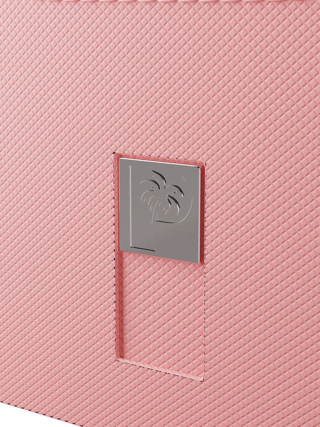 pink deck box holding 100 double-sleeved cards