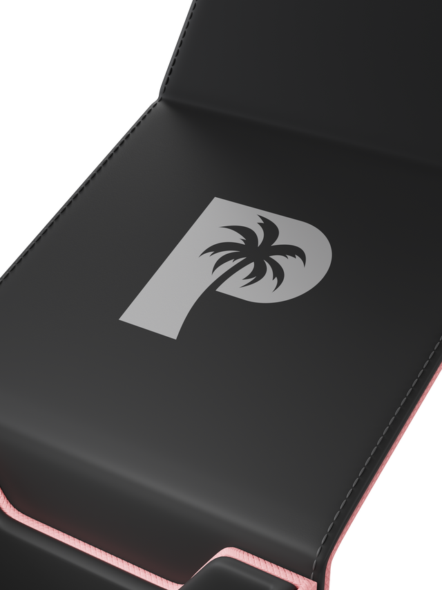 Palms Off Gaming pink TCG deck box with magnetic closure