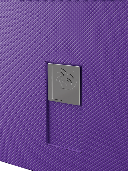 purple deck box holding 100 double-sleeved cards