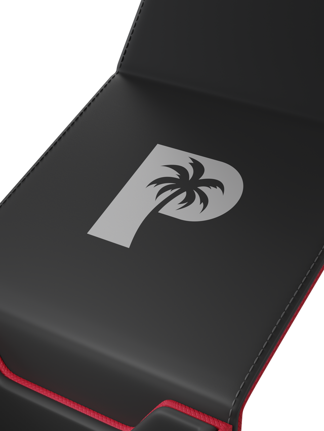 Palms Off Gaming red TCG deck box with magnetic closure