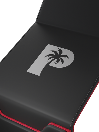 Palms Off Gaming red TCG deck box with magnetic closure