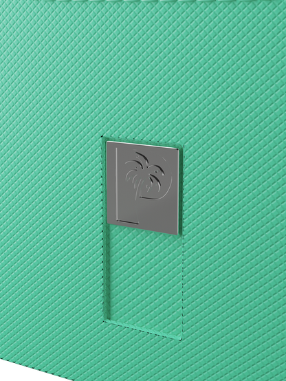 Turquoise deck box holding 100 double-sleeved cards