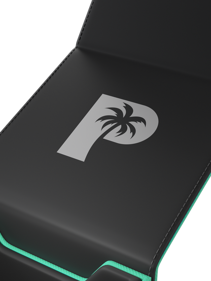 Palms Off Gaming turquoise TCG deck box with magnetic closure