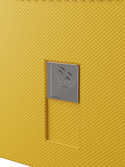 yellow deck box holding 100 double-sleeved cards