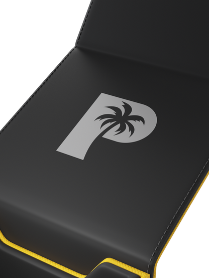 Palms Off Gaming yellow TCG deck box with magnetic closure