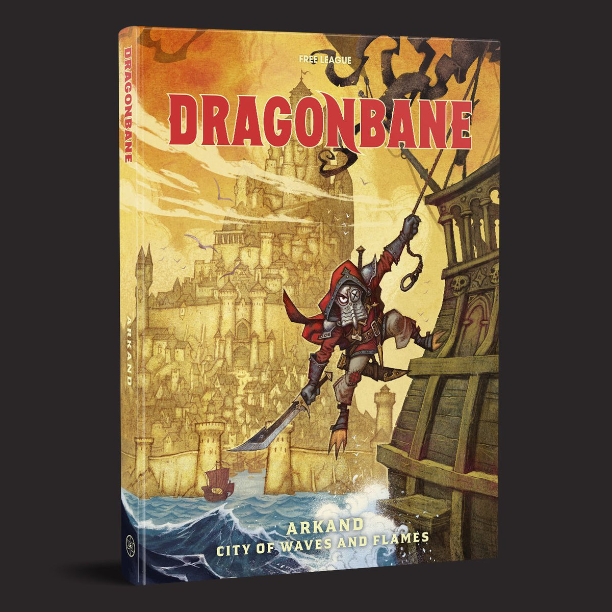 Dragonbane Arkand, City of Waves and Flames front cover and product presentation