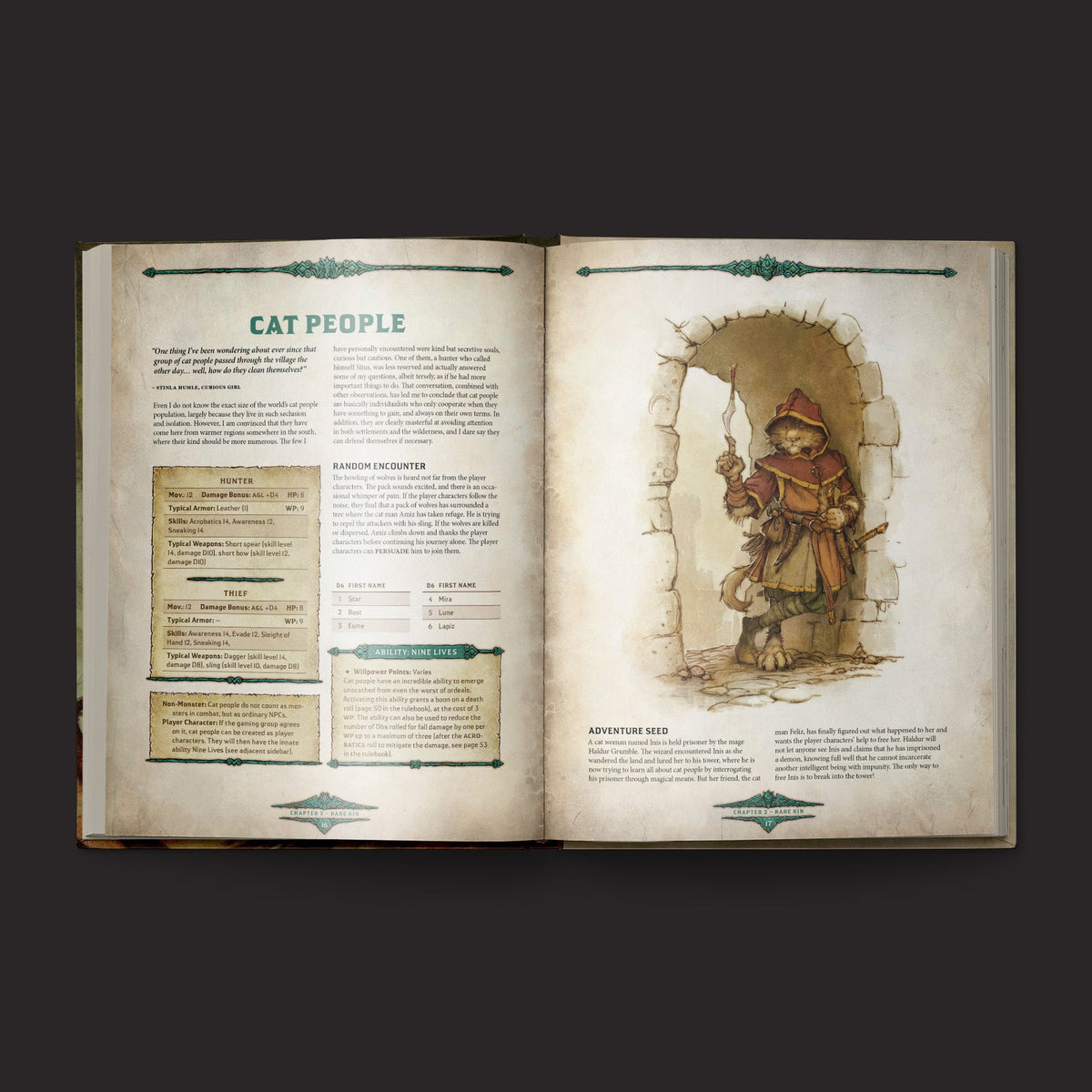 Dragonbane Bestiary interior rules and artwork spread 1