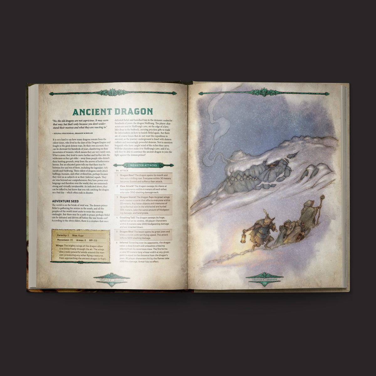 Dragonbane Bestiary interior rules and artwork spread 5