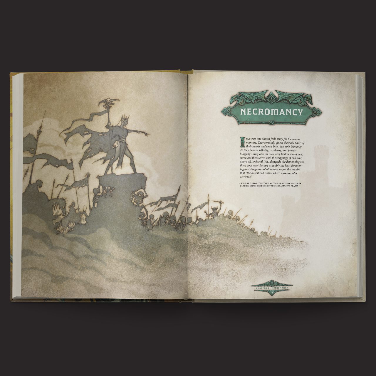 Dragonbane magic book with nine magic schools