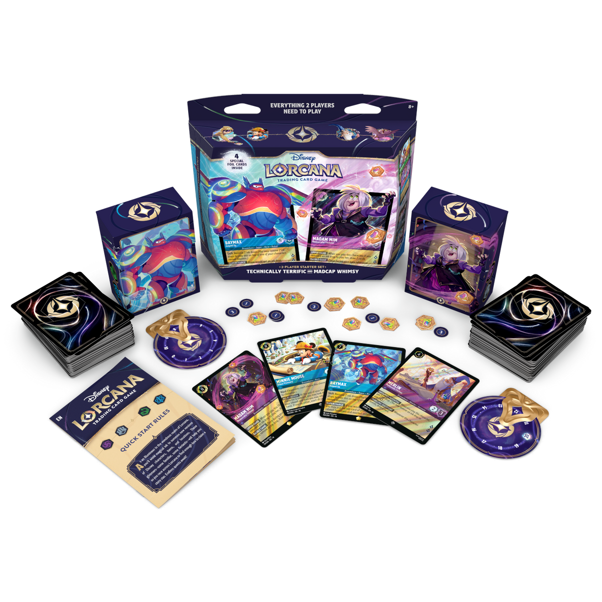 Disney Lorcana Hyperia City Two Player Starter Set contents displayed