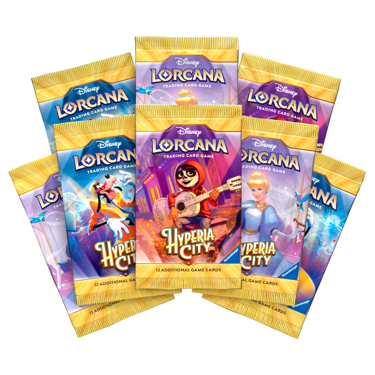 Disney Lorcana Hyperia City booster packs product artwork