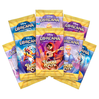 Disney Lorcana Hyperia City booster packs product artwork