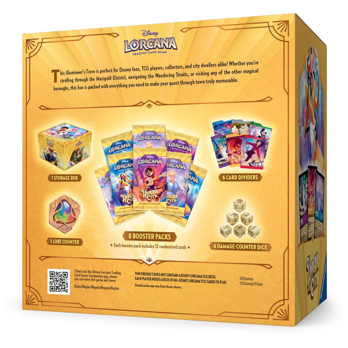Disney Lorcana Hyperia City Illumineer’s Trove outer box back angled view
