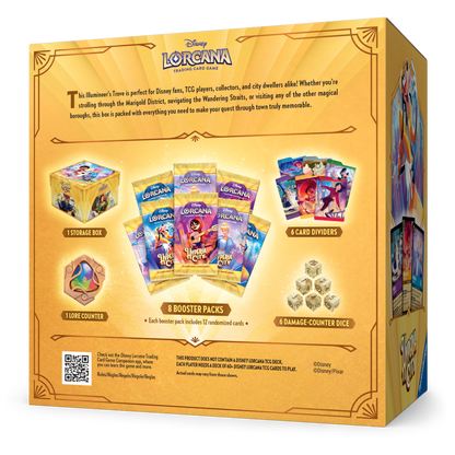 Disney Lorcana Hyperia City Illumineer’s Trove outer box back angled view