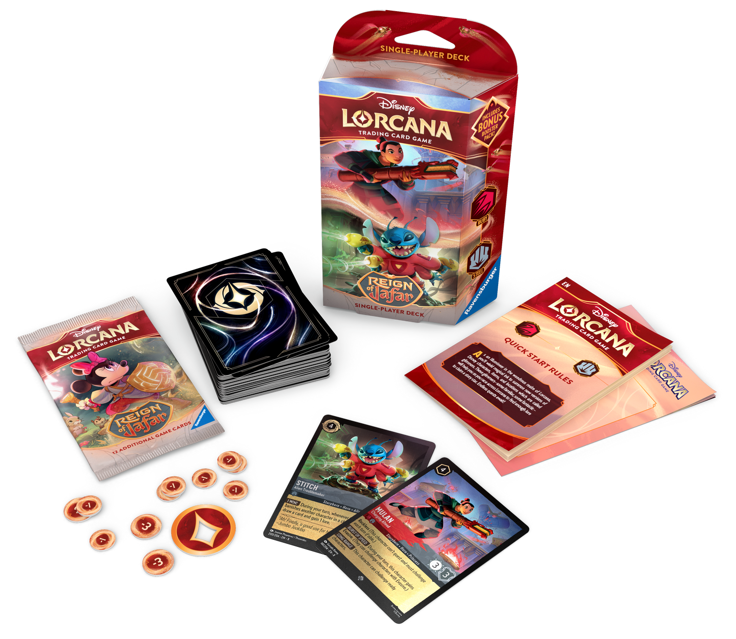 Lorcana Reign of Jafar - Single Player Deck Ruby & Steel (Mulan & Stitch)