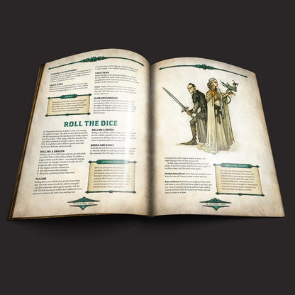 Dragonbane Core Set interior rules and artwork spread 2