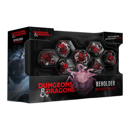 D&D Beholder Dice Set with 3D monster inclusions