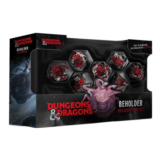 D&D Beholder Dice Set with 3D monster inclusions