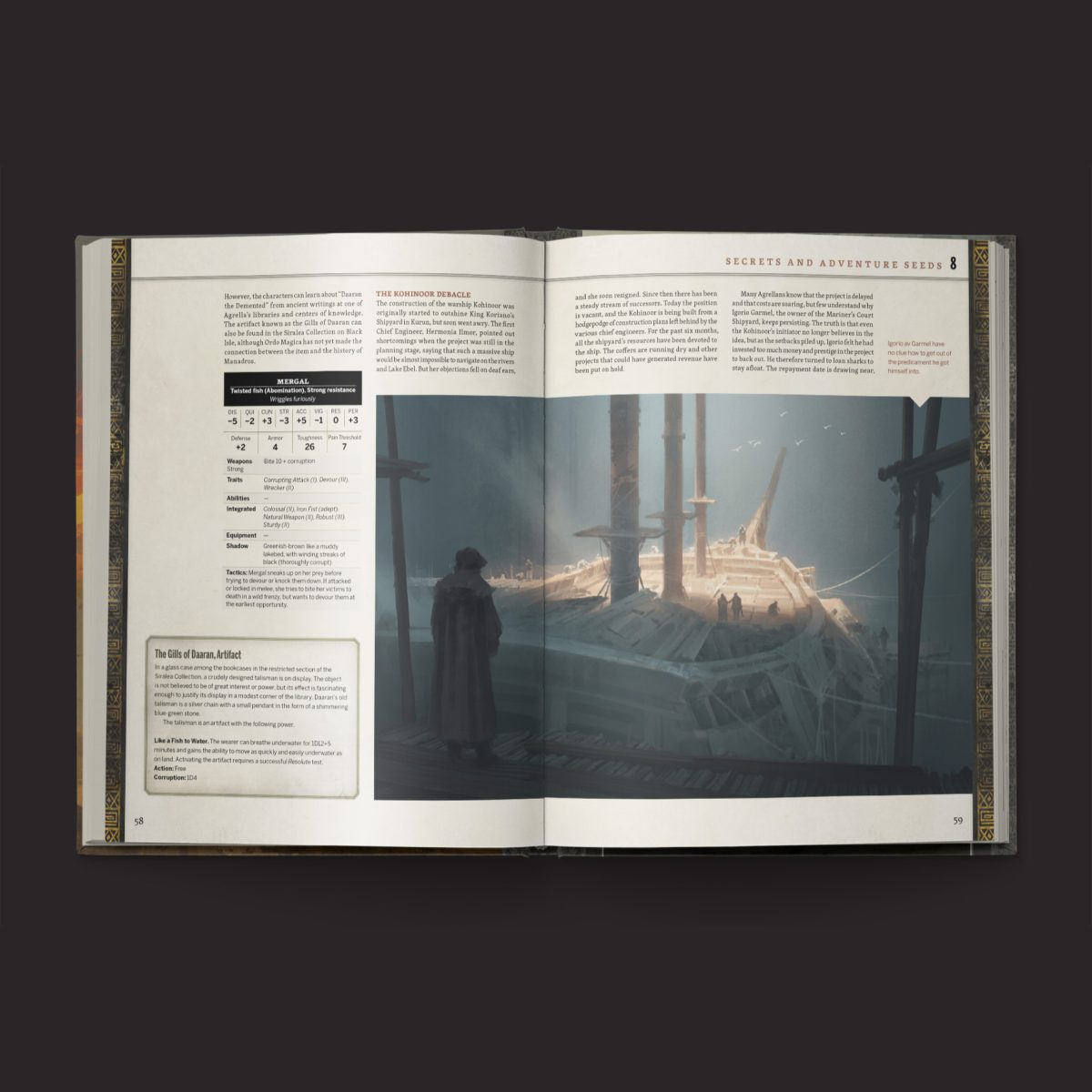 Symbaroum Agrella City of Eternal Euphoria interior spread three