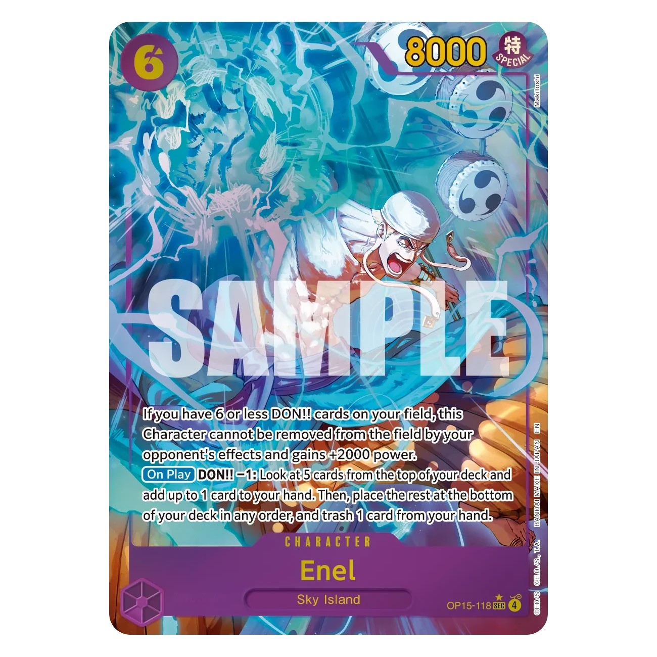 Enel One Piece Card Game Adventure on Kami’s Island sealed display