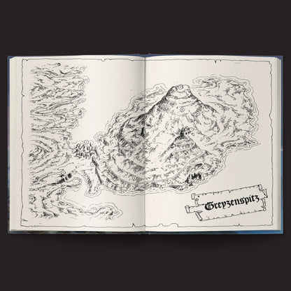 Forbidden Lands RPG Alderland illustrated interior campaign spread