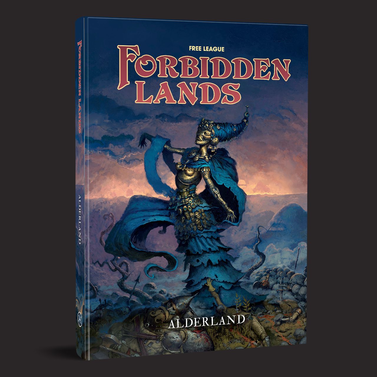 Forbidden Lands RPG Alderland campaign book and map product presentation