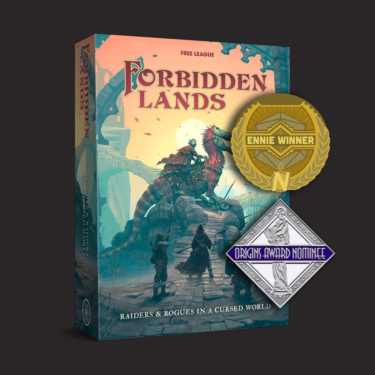 Forbidden Lands RPG Core Set front cover and product presentation