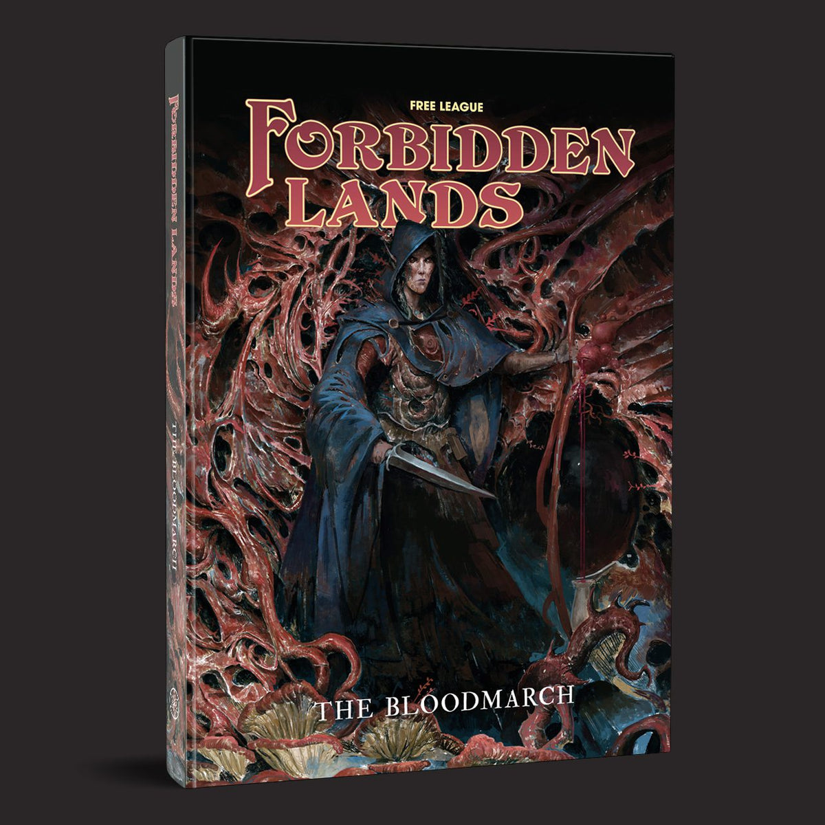 Forbidden Lands RPG, The Bloodmarch front cover and product presentation