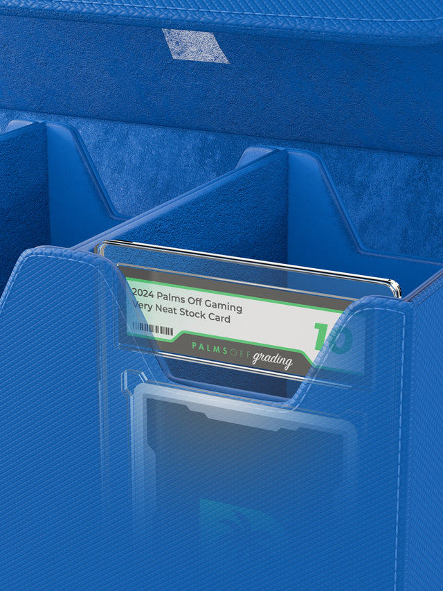 Blue graded card case for Pokémon MTG and collectable cards