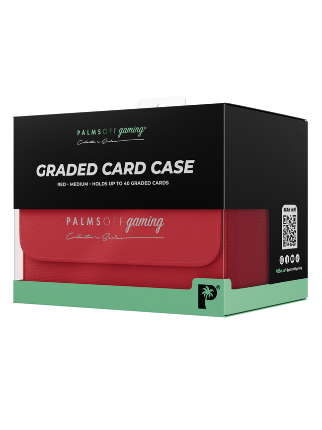 Red graded card case for Pokémon MTG and collectable cards