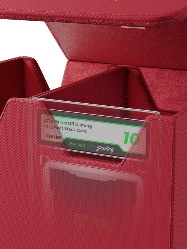 Red Large graded card storage case holding up to 40 PSA cards