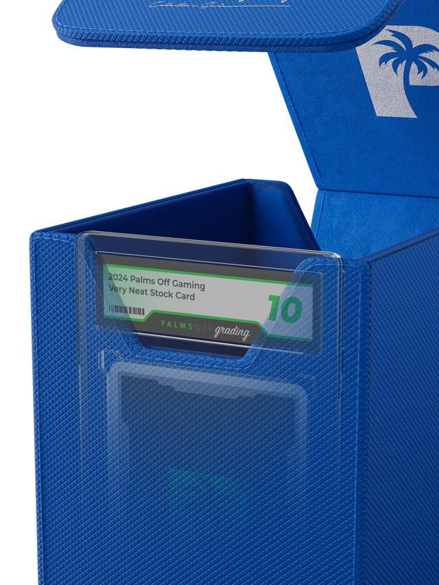 Blue graded card case for Pokémon MTG and collectable cards