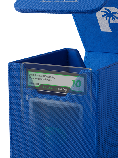 Blue graded card case for Pokémon MTG and collectable cards