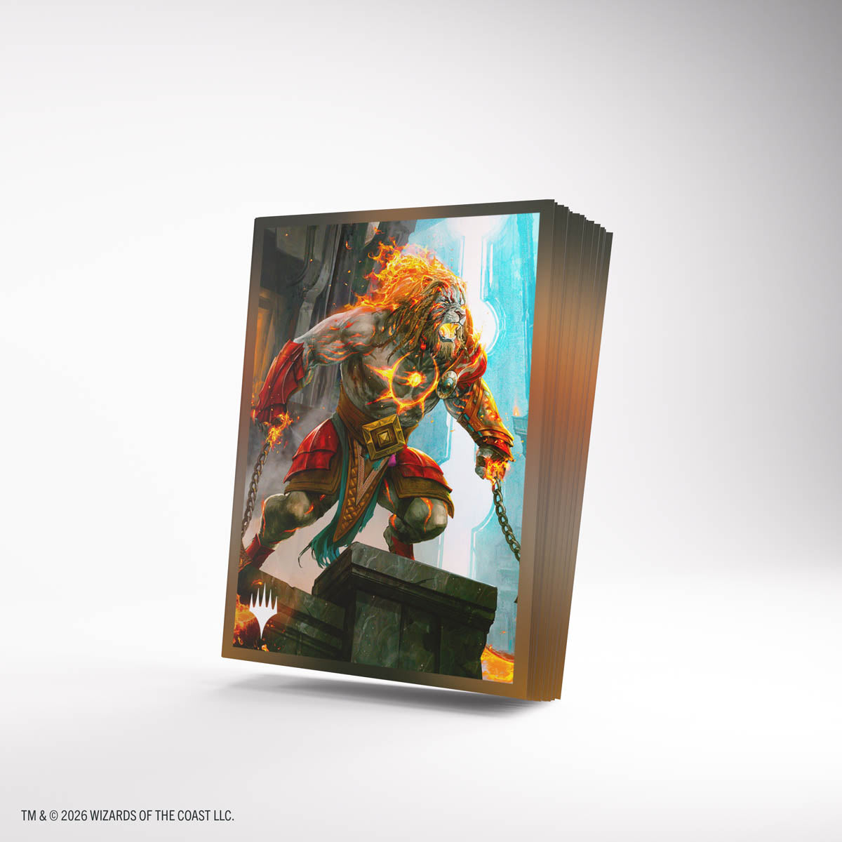 MTG Reality Fracture Premium Art Sleeves - Ajani Path of Vengeance stacked sleeve artwork