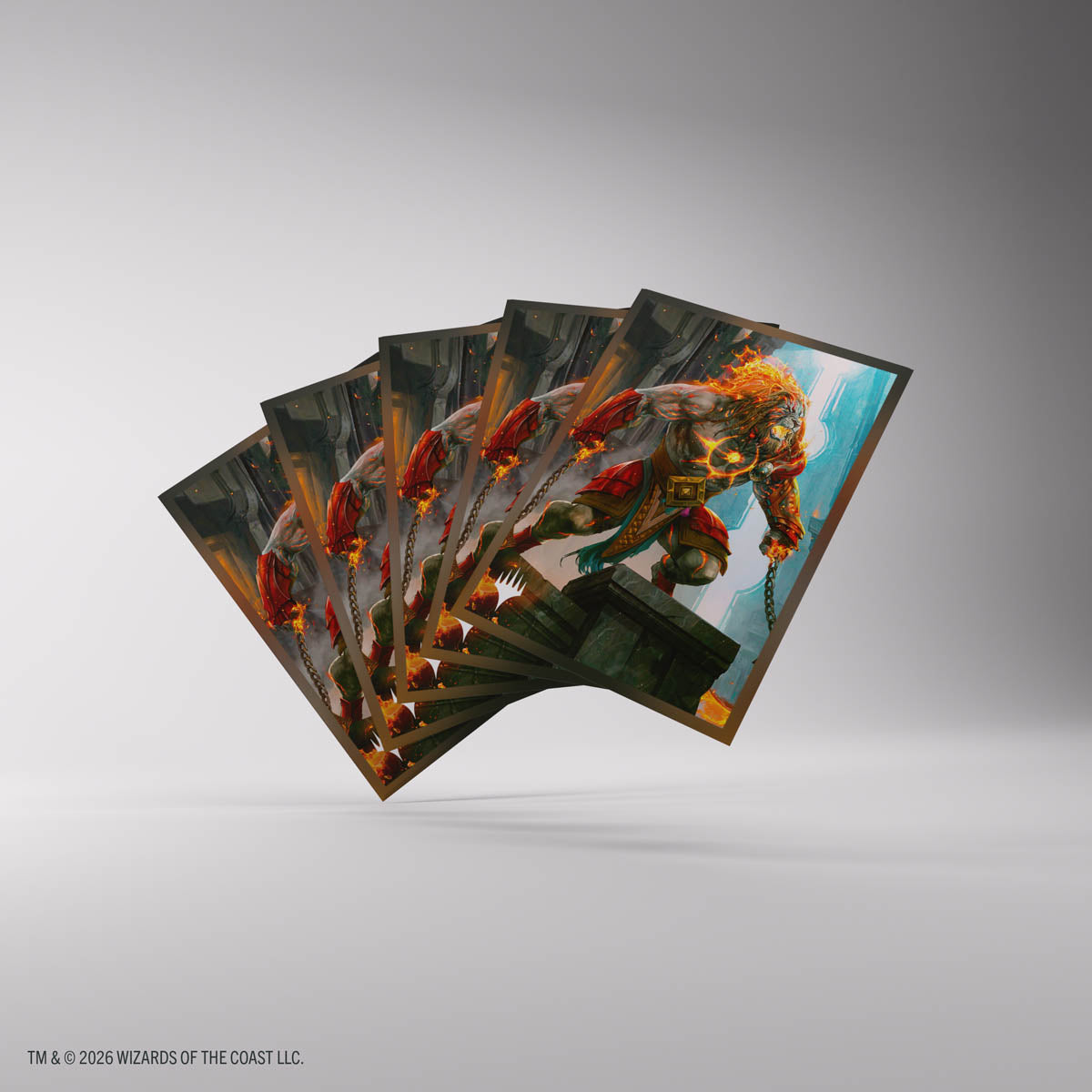 MTG Reality Fracture Premium Art Sleeves - Ajani Path of Vengeance fanned sleeves