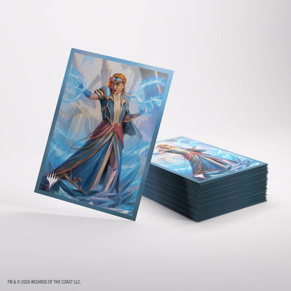 MTG Reality Fracture Premium Art Sleeves - Chandra Chill of Compliance sleeve and stack of sleeves