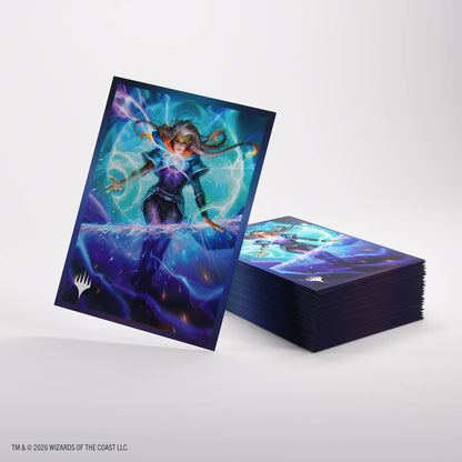 MTG Reality Fracture Premium Art Sleeves - Entrust the Spark sleeve and stack of sleeves