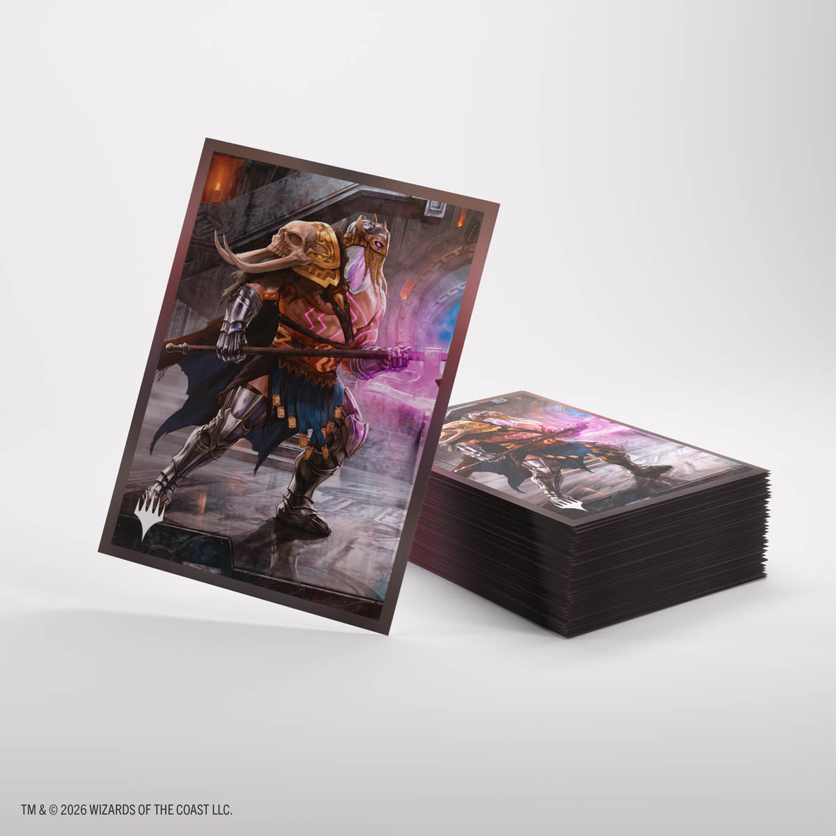 MTG Reality Fracture Premium Art Sleeves - Garruk of the Veil sleeve and stack of sleeves