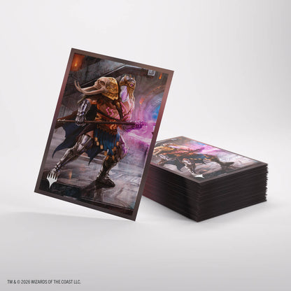 MTG Reality Fracture Premium Art Sleeves - Garruk of the Veil sleeve and stack of sleeves