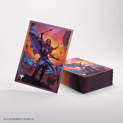 MTG Reality Fracture Premium Art Sleeves - Nissa Leyline Tamer sleeve and stack of sleeves
