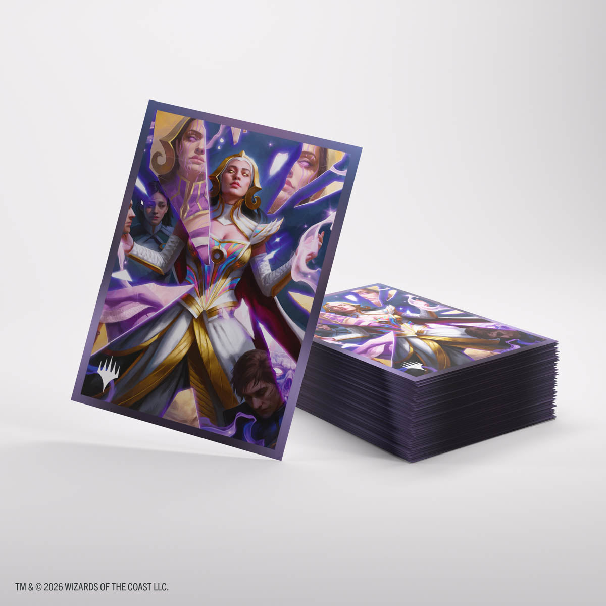 MTG Reality Fracture Premium Art Sleeves - Return to the Light Realms sleeve and stack of sleeves